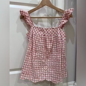 Pink Gingham Eyelet Women's Top